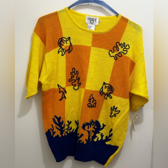 Cervelle Sweaters - Vintage Cervelle Short Sleeve Ocean Theme Sweater Size L